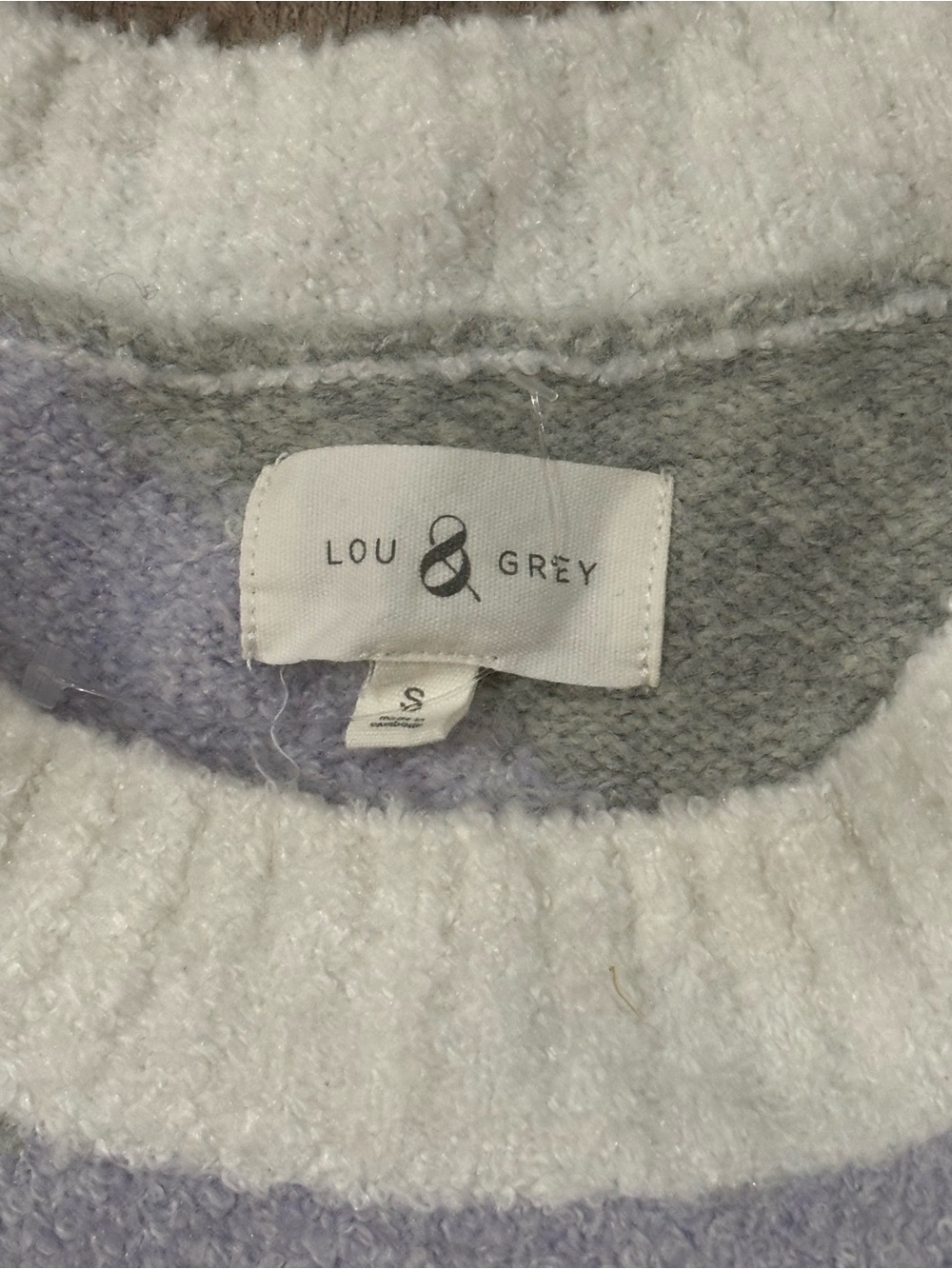 Lou and Grey Women's Crewneck Colorblock Sweater - Lavender, Grey White. Size S - Picture 3 of 7